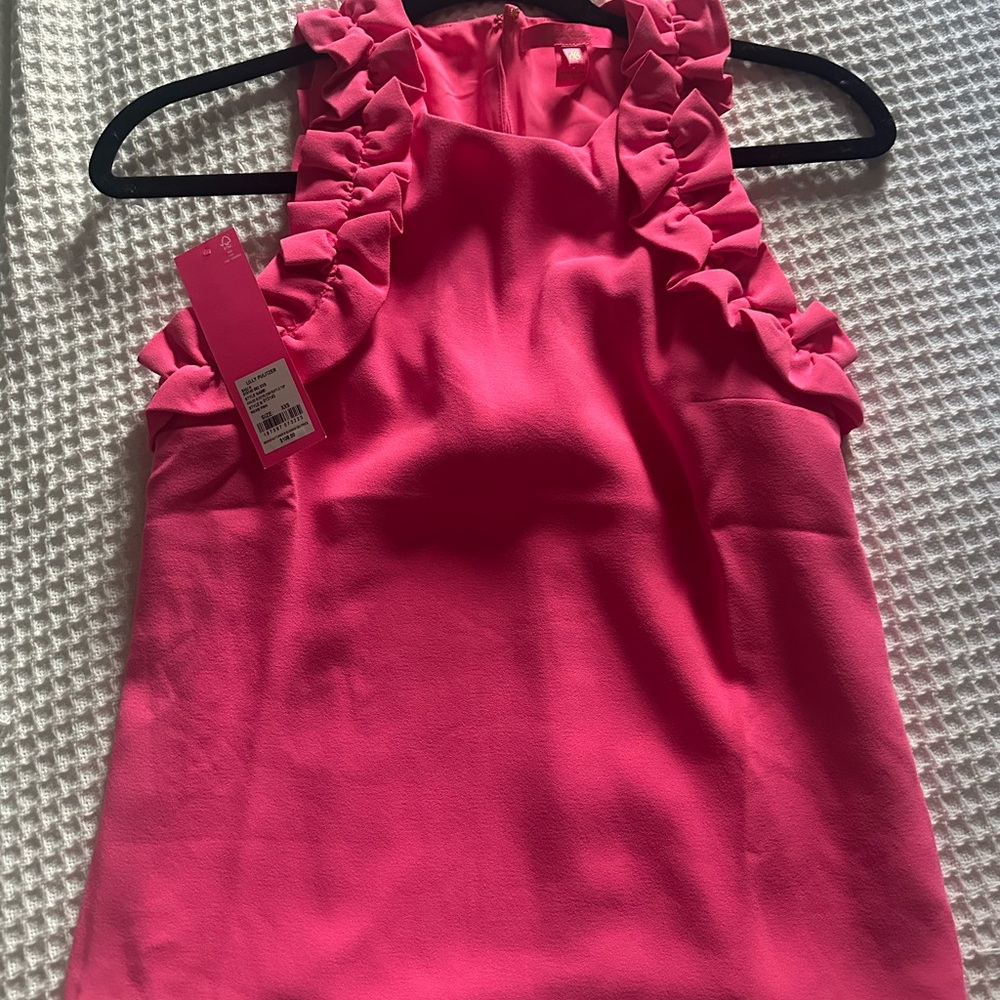 Lilly Pulitzer Fuchsia Ruffle Tank Top